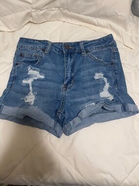 Rue21 Distressed Cuffed Denim Shorts - Blue